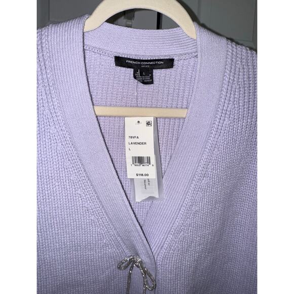 NWT! French Connection Women's Babysoft Sparkly Bow Cardigan - Picture 4 of 9